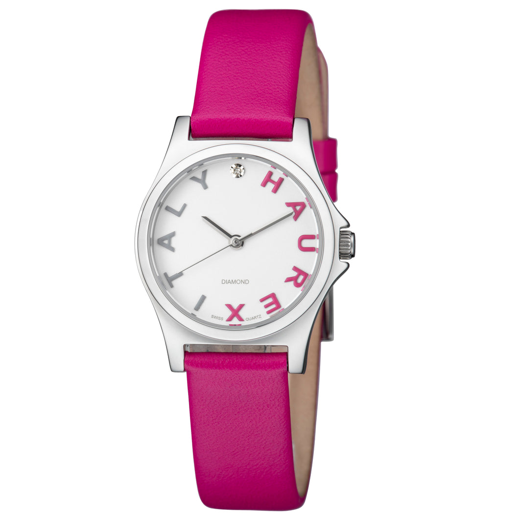 Haurex Italy City Women's White Dial Pink Strap Watch