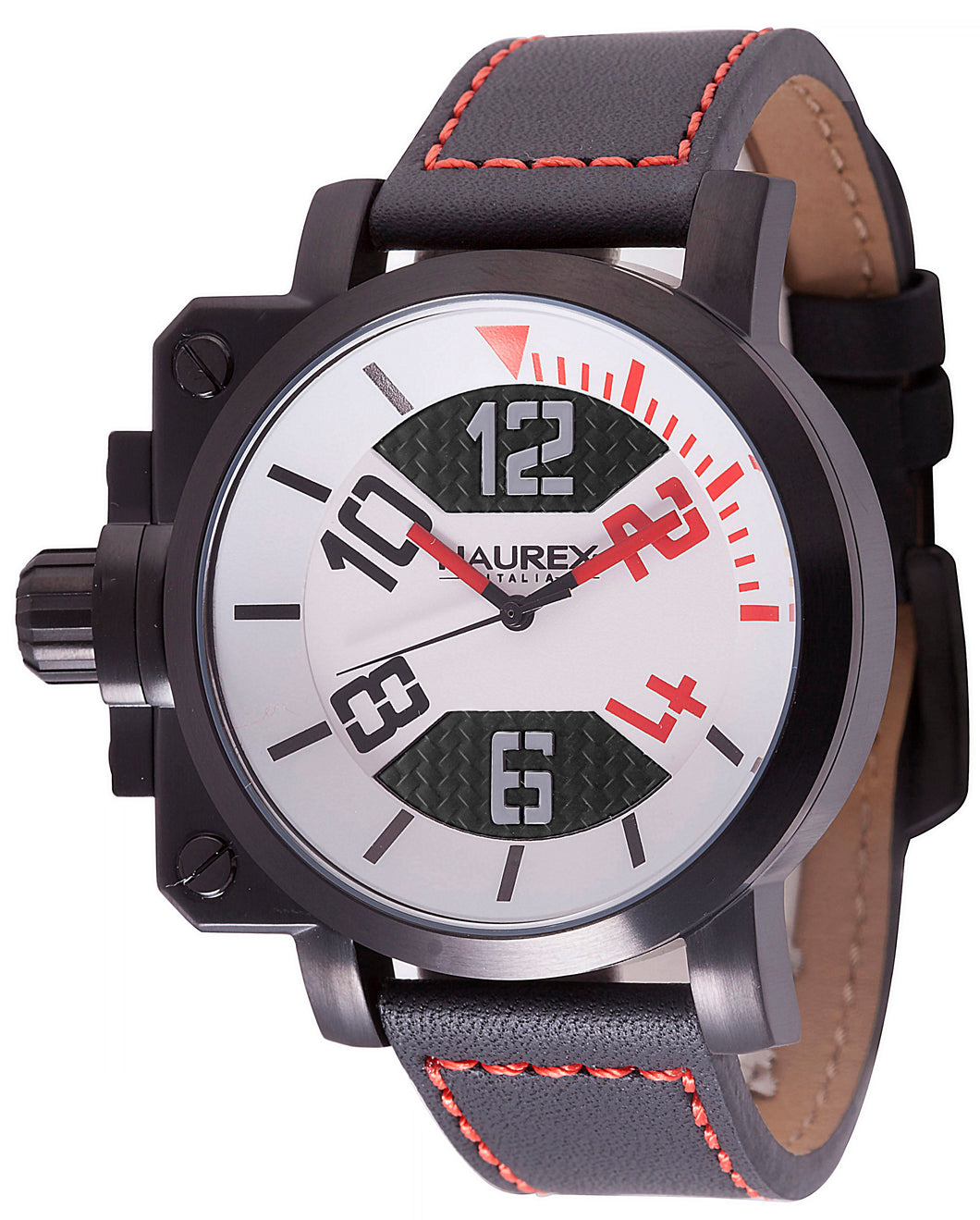 Haurex Italy Gun Men's Black/Red Dial Black Strap Watch