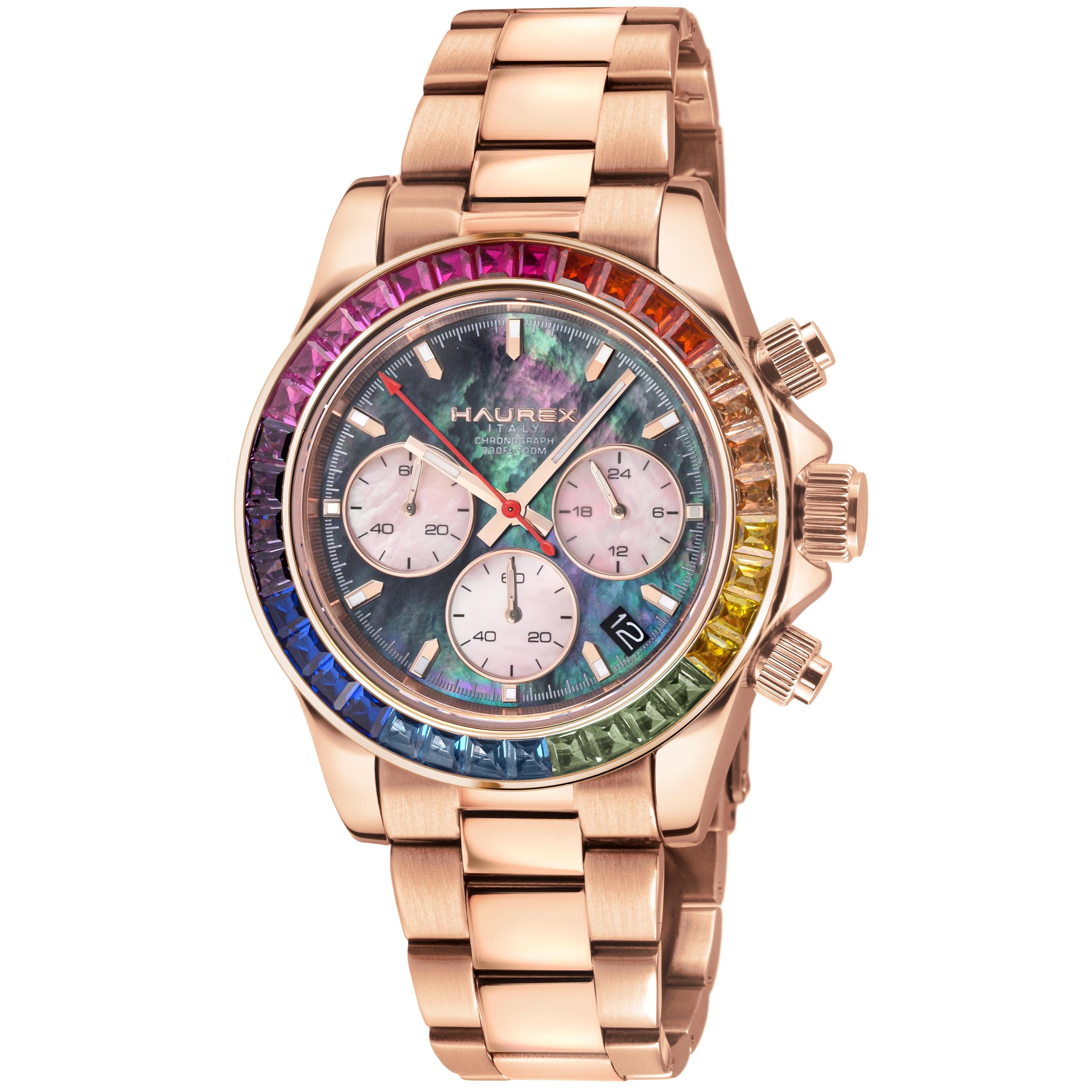 Women's Haurex Italy Arcobaleno Black MOP Dial Watch Watch Haurex 