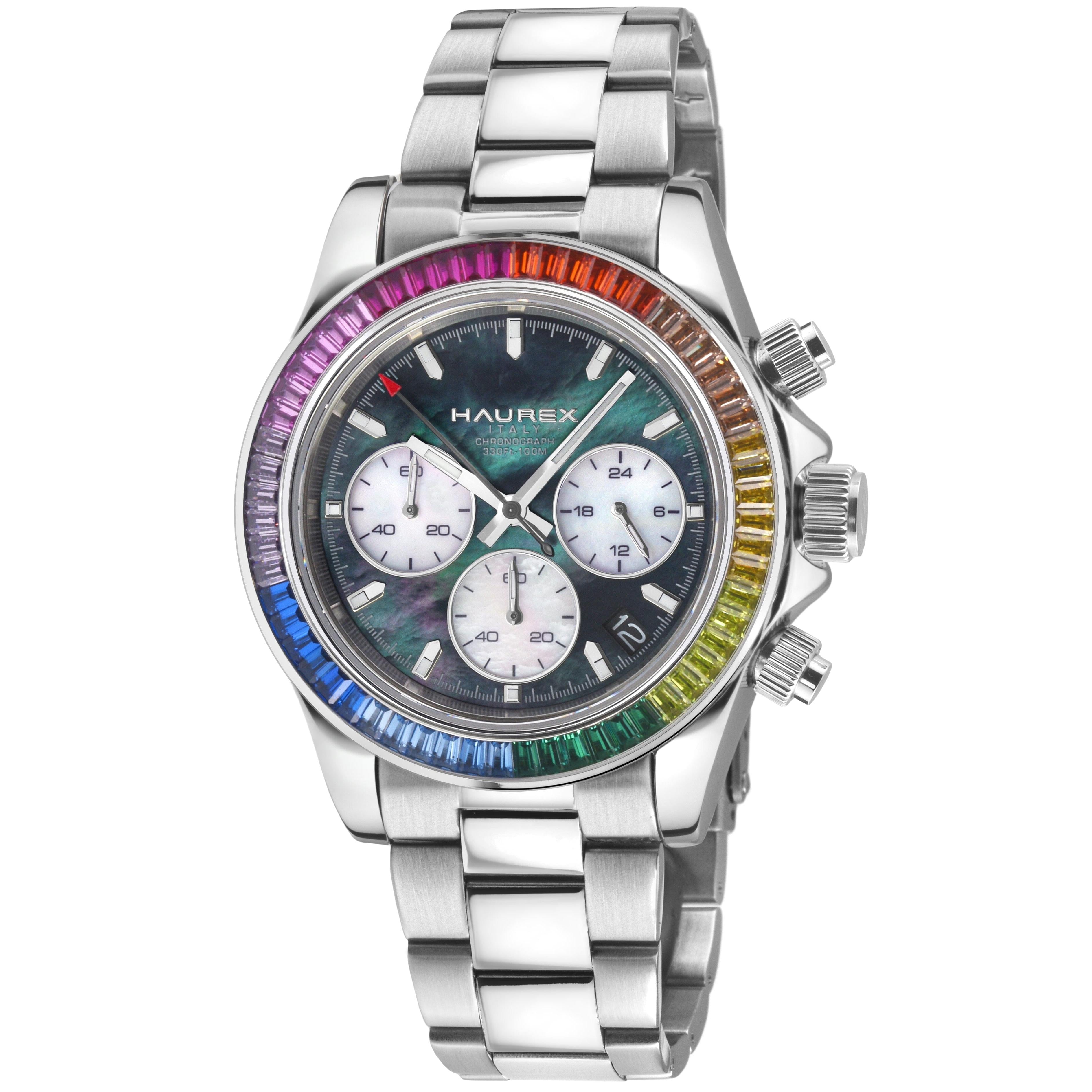 Women's Haurex Italy Arcobaleno Black MOP Dial Watch Watch Haurex 