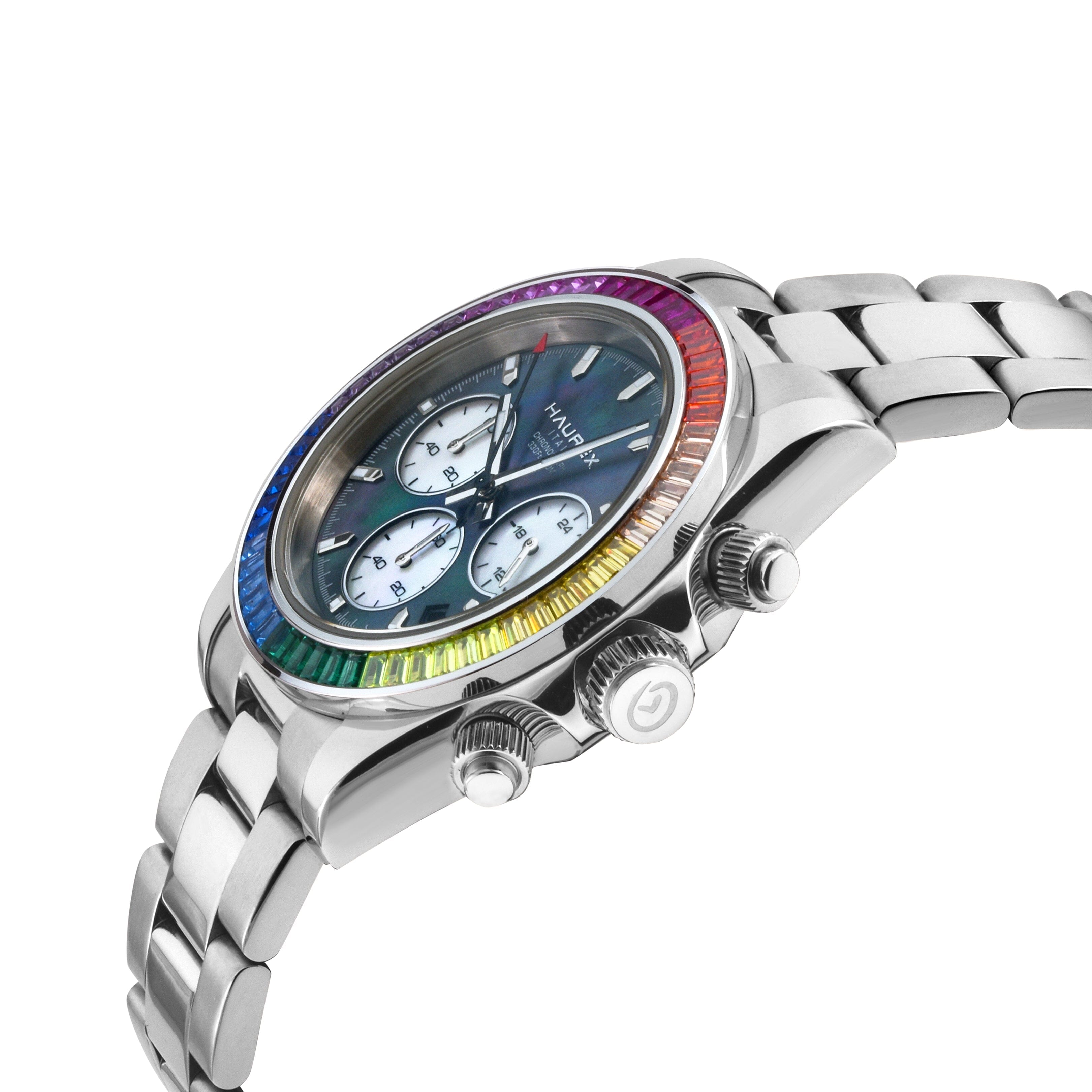 Women's Haurex Italy Arcobaleno Black MOP Dial Watch Watch Haurex 