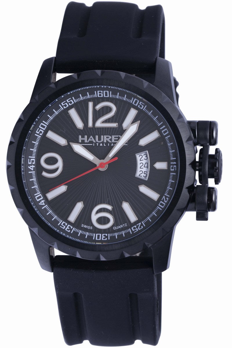 Haurex Italy Aeron Men's Black Dial Black Strap Watch