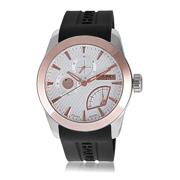 Haurex Italy Magister Men's Silver Dial Black Strap Watch