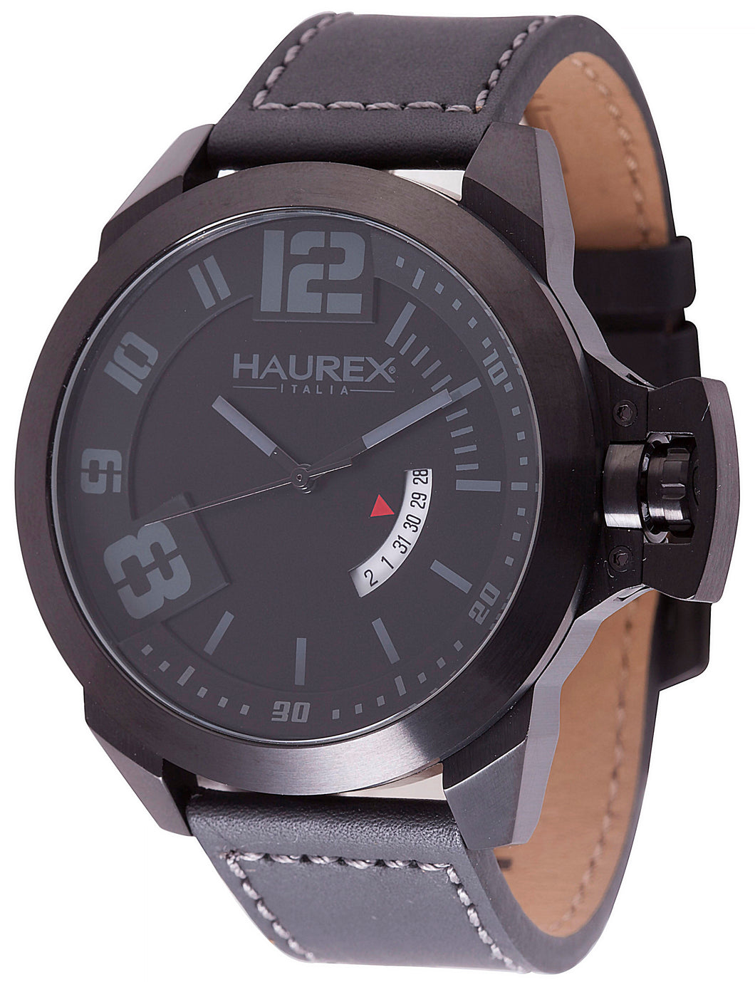 Haurex Italy Storm Men's Black/Grey Dial Black Strap Watch